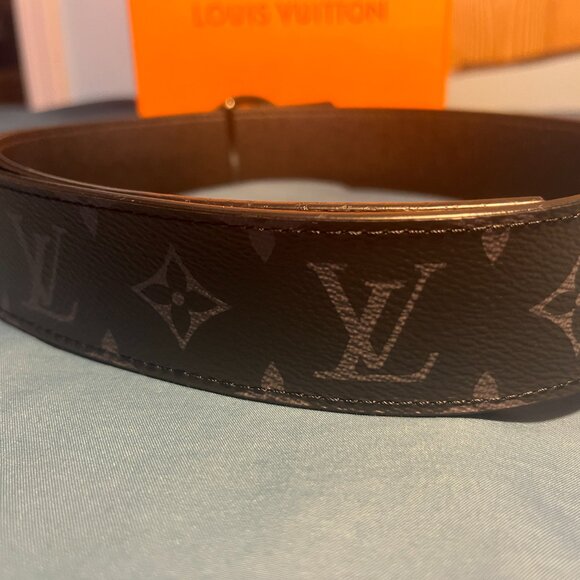 Louis Vuitton Belt Monogram Eclipse Santur LV Circle M0168 Black Grey Men's - Picture 3 of 14
